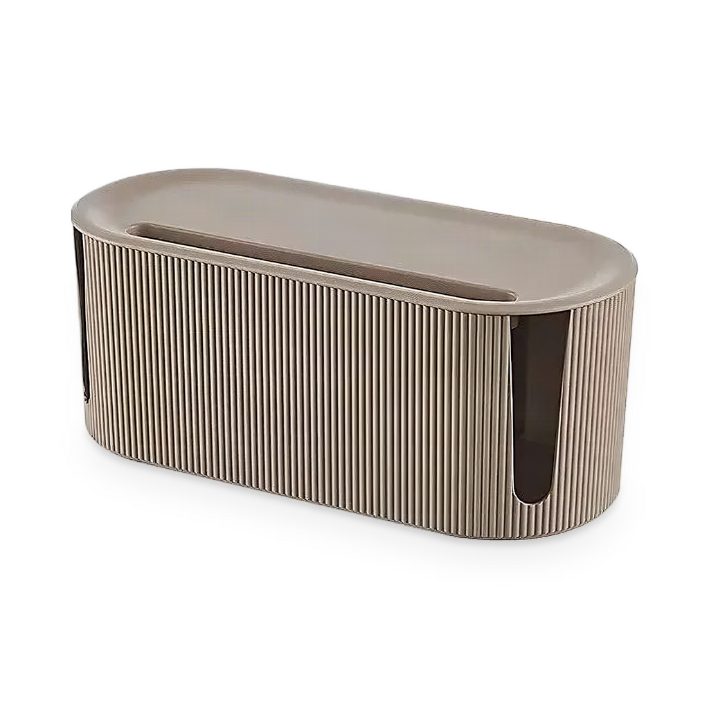 Kaki CableBox met geribbelde zijkanten en deksel